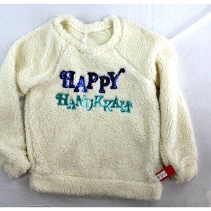 Happy Hannukah fluffy sweatshirt top sequin